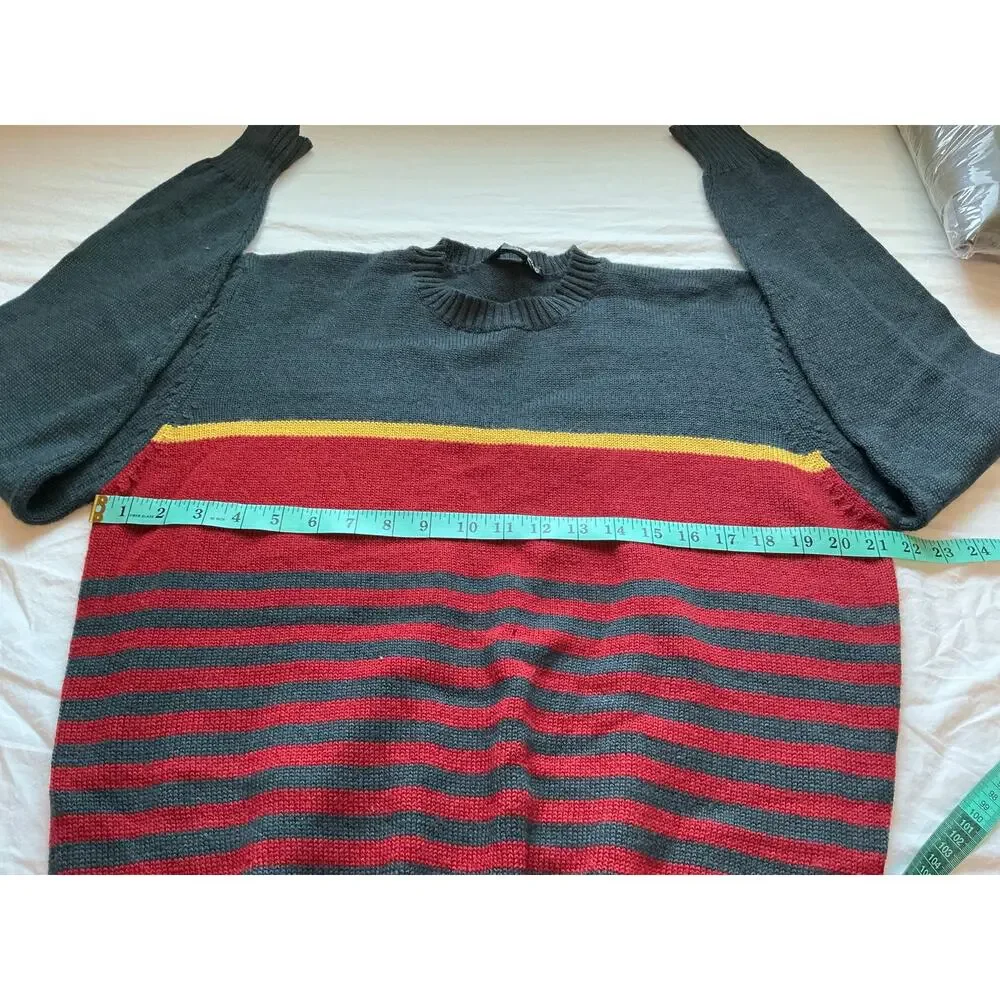 Vintage 70s Calvin Klein Striped Wool Sweater Men's Large Red/Navy